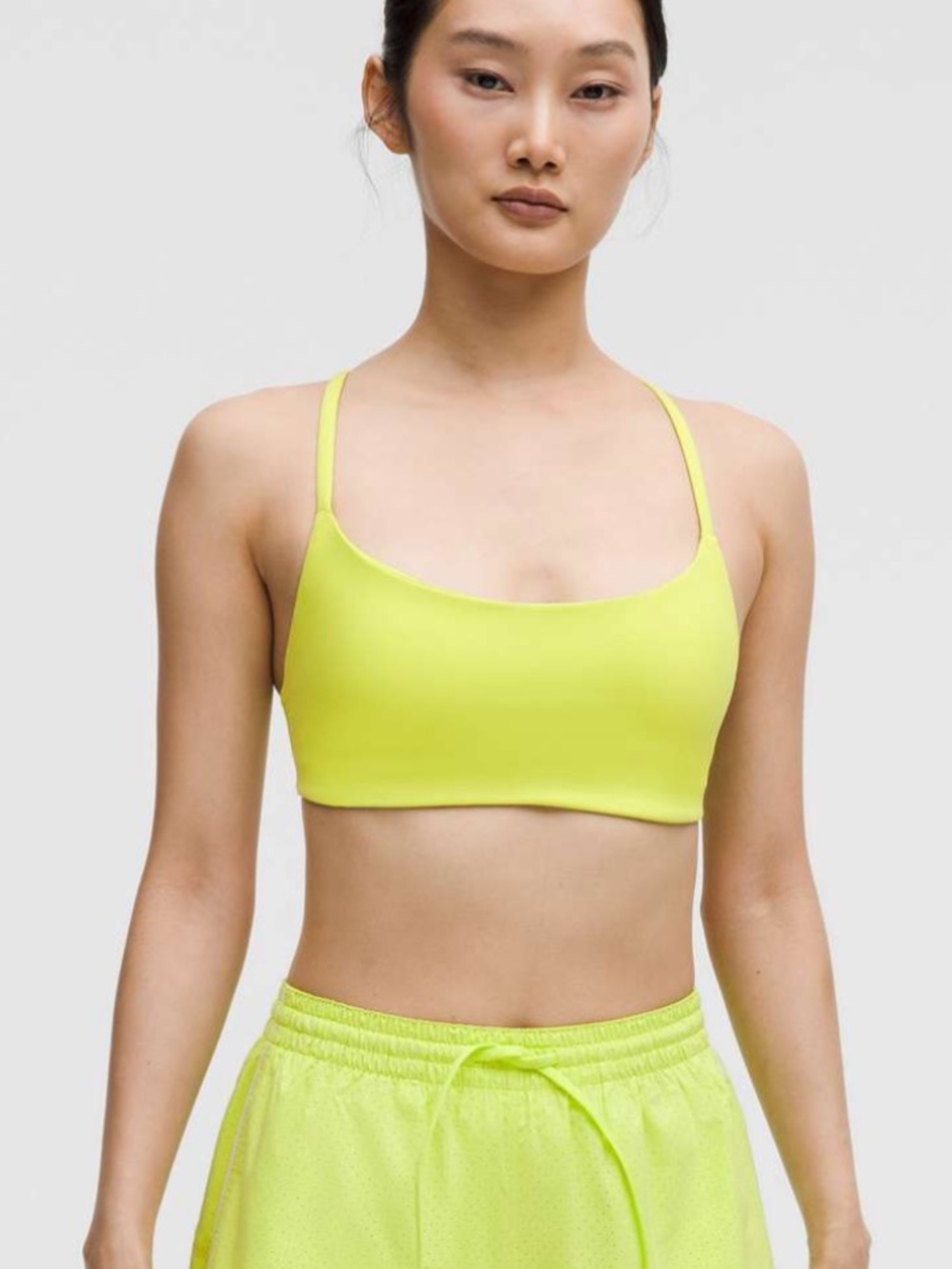 Lululemon neon green sour grape wunder train strappy racer bra - Picture 5 of 8